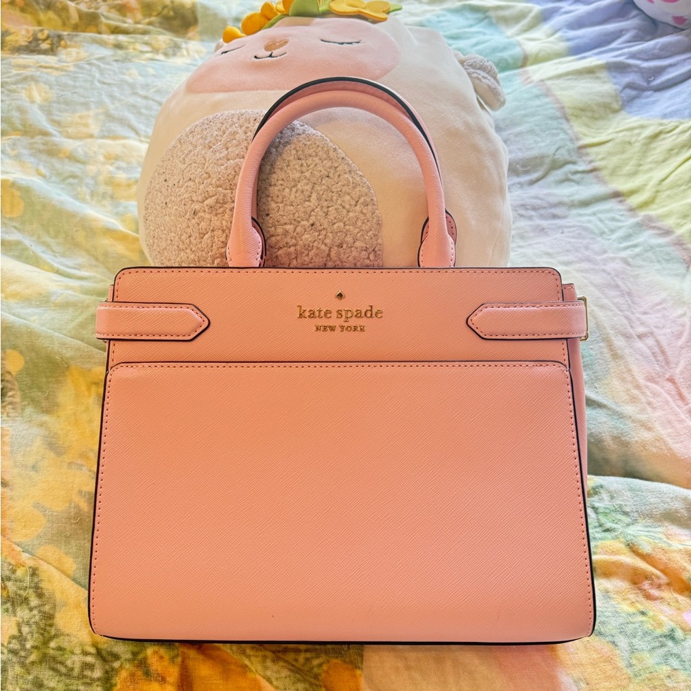 Kate Spade Pink Medium Staci Leather Satchel Crossbody Bag